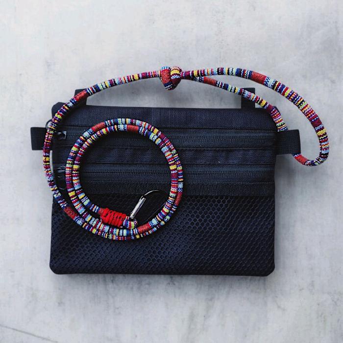 tas slempang mini sacoche tali tenun etnik tas hp pria wanita terbaru sling bag canvas Multikomparte