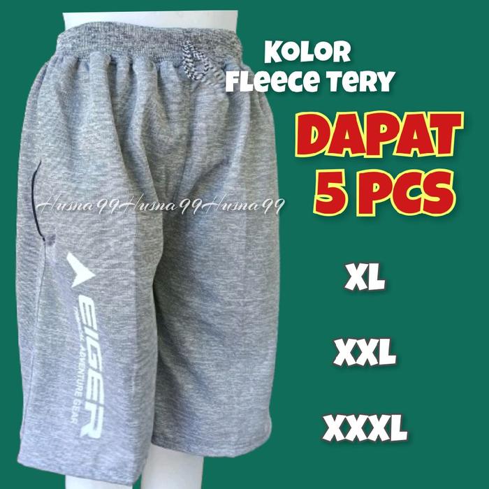 Dapat 5 Pcs Celana Kolor Fleece tery Eiger Surfung Premium XL/XXL/XXL Pria Wanita Kantong Resleting 
