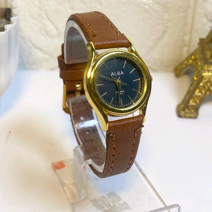 [BISA COD] 5PJ - A261C Jam Tangan Wanita Alba Original Tali Kulit Coklat Jam Analog Tali Kalep