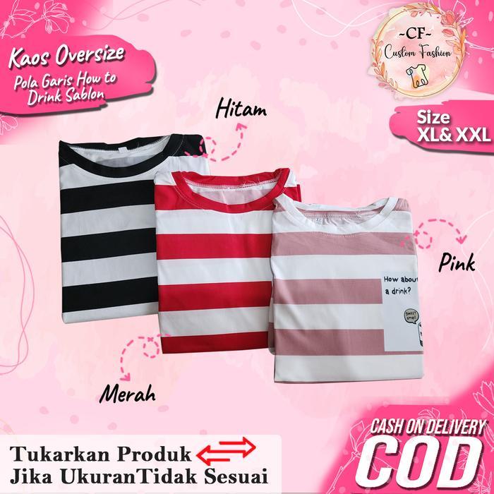 Tee Tshirt T-Shirt Jumbo Oversize Kaos Wanita Motif Belang Coffee Prenium