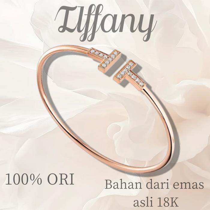【18K emas asli/100% ORI】Tiffany&co.wanita Gelang/ Gelang berlian koil seriT/Rosegold/Yellow Gold/ema