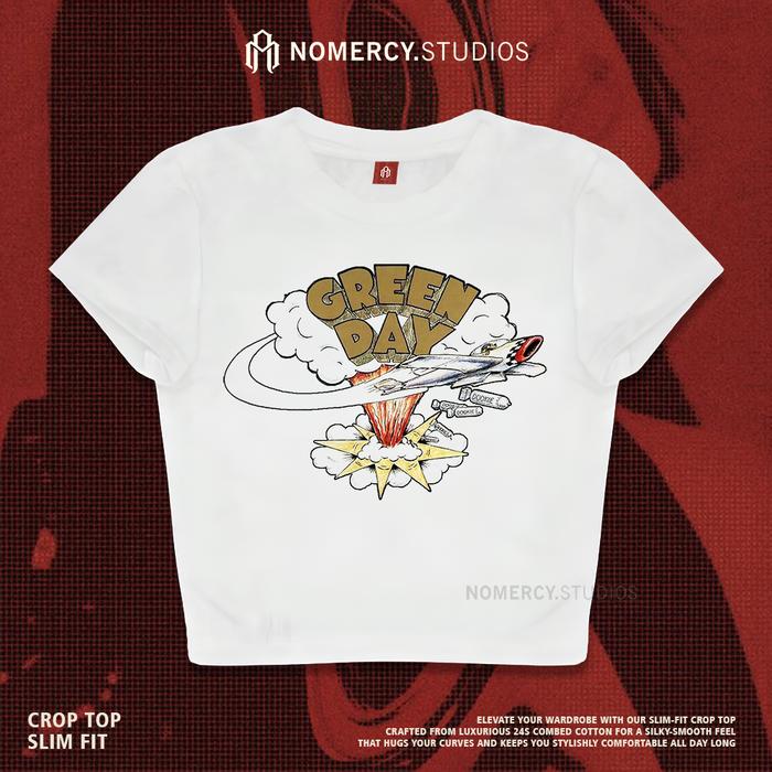 NOMERCY.STUDIOS - CROP TOP GREEN DAY ALBUM BOMB | KAOS BAND METAL MUSIK ROCK | GRUNGE CROPTOP HITAM 