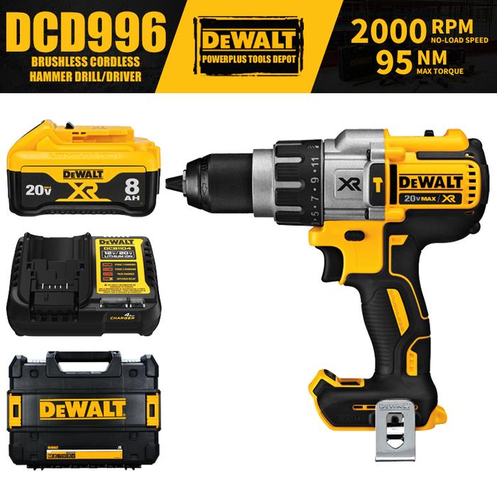 DEWALT DCD996 Kit Brushless Cordless 3-Speed 1/2in Hammer Drill Driver 20V Power Tools 2000RPM 95NM