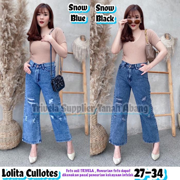 TRIVELA - LOLITA CULLOTES / KULOT JEANS LOLITA SOBEK - Lolita Snow Black, 30