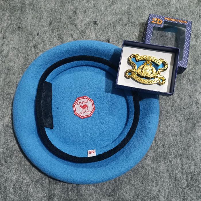Baret Provos Biru Bahan Super Wool / Baret Provos Biru