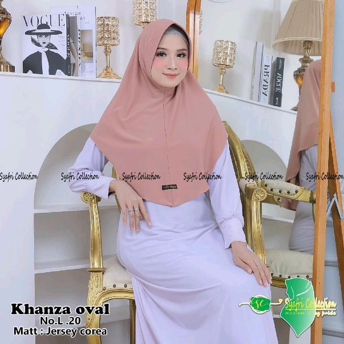 Syafii Collection Hijab Intan Jersey Polos Khanza Oval No L 20 Matt Jersey Corea