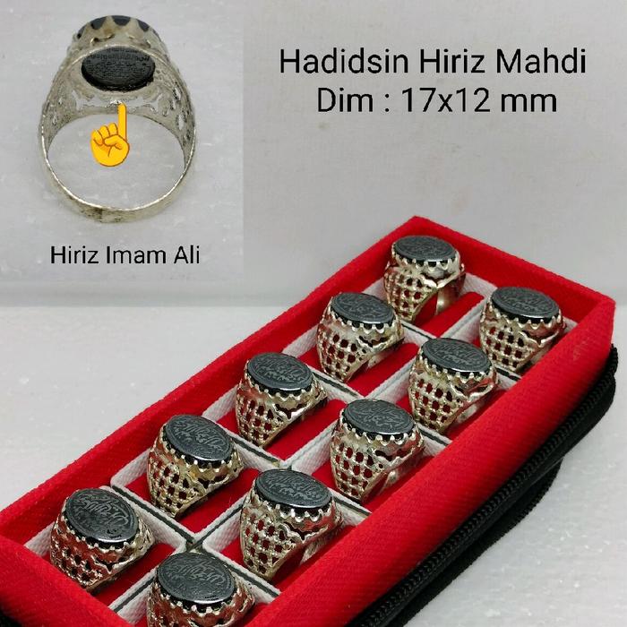 Cincin Perak Batu Hadidsin Double Hiriz (Imam Ali dan Imam Mahdi)