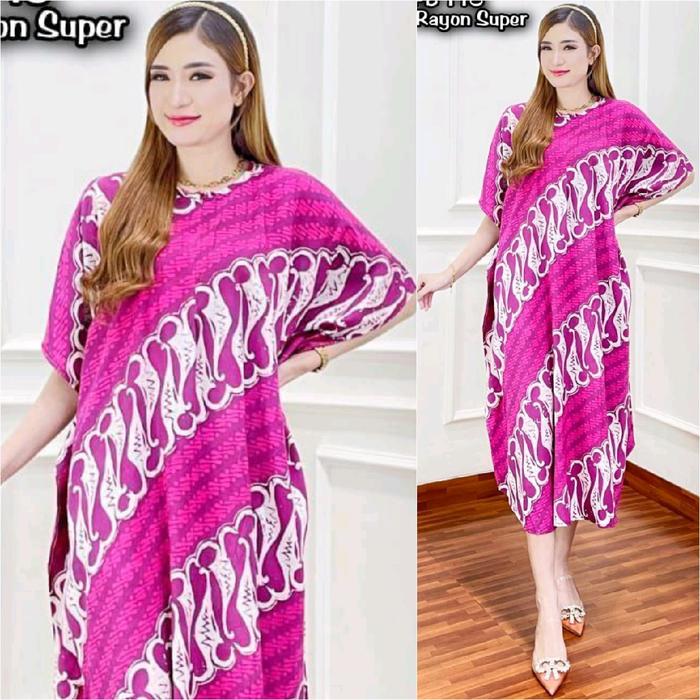 Daster Jumbo Lowo Batik Busui Friendly Rayon Super Tebal Adem Halus Bernafas Motif Seno Kekinian Bat