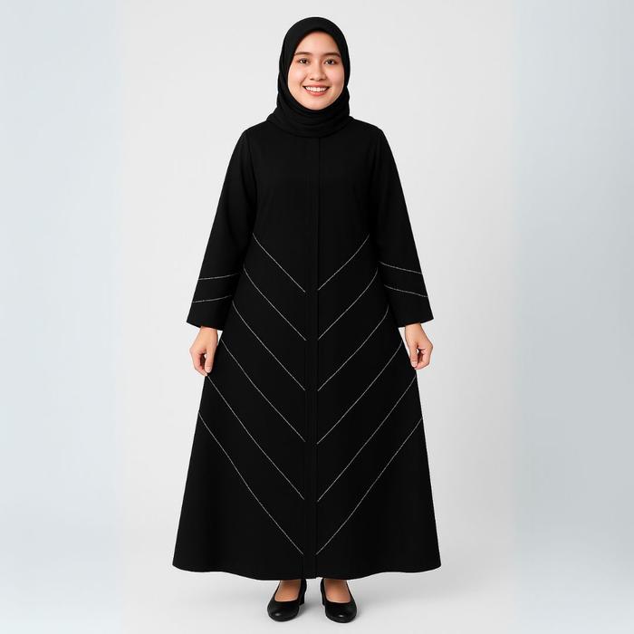 Gamis Muslimah Outer Abaya Laila simple regular bahan jetblack saudi best seller