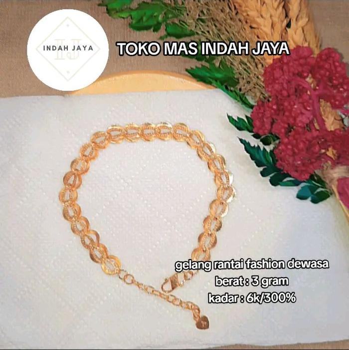 Gelang Tangan Rantai Gold Fashion Wanita EMAS ASLI Kadar 300/ 6K Berat 3 gram