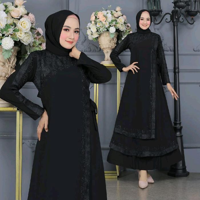 gamis Abaya turki bahan ceruty bebidoll mix jersey import tebal