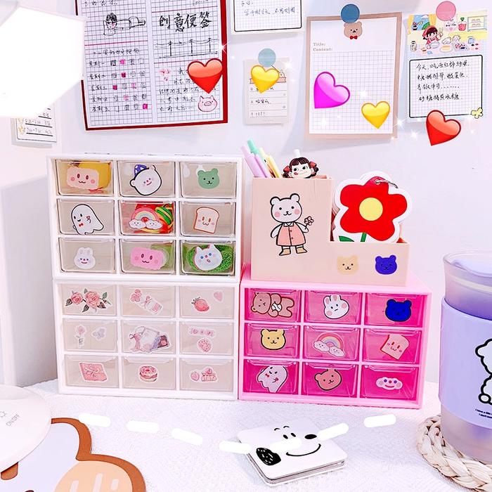 9 Laci Mini Rak Mini Kotak Aksesoris Kotak Laci Mini Container rak kecil aesthetic Laci Kecil dengan