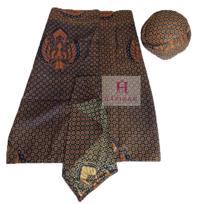 Set Sapit Urang & Blangkon Solo Batik Motif Truntum Garuda Ukuran Lengkap Dewasa Pria Bahan Adem Tid
