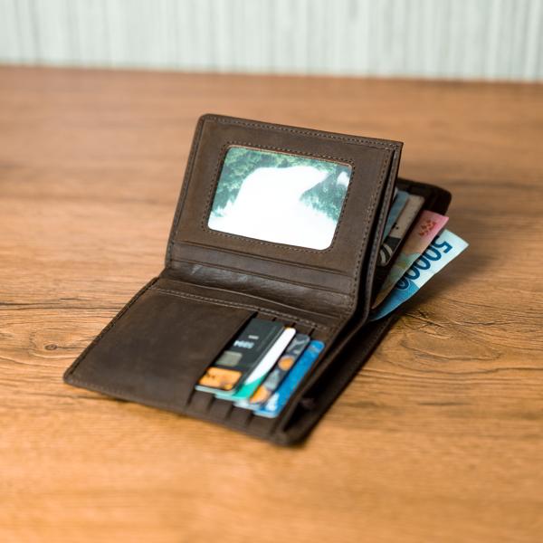 Dompet pria kulit sapi asli - Dompet lipat mini pria