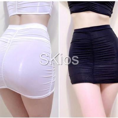 Sexy Lingerie Rok Mini Transparan Mini Skirt Pleated Hip L342
