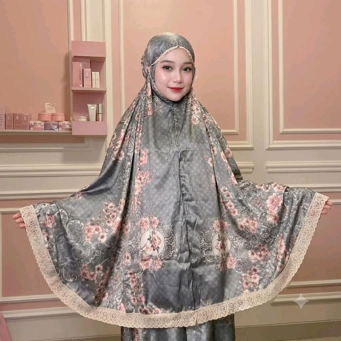 mukena dior armany silk dewasa travel 2in1 motif bunga MUKENA DEWASA PREMIUM BAHAN LEMBUT ADEM NYAMA