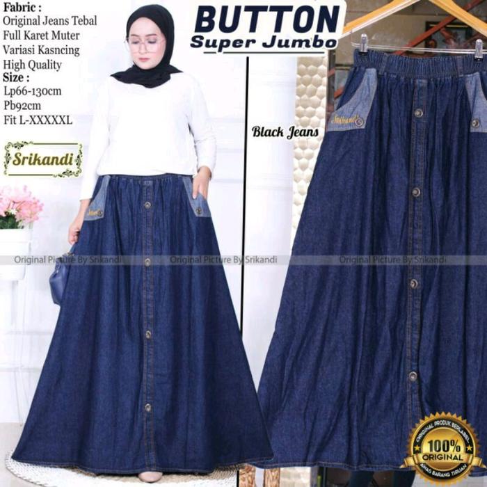 Putri Arisa-Rok jeans panjang super jumbo extra // rok jeans super jumbo kancing