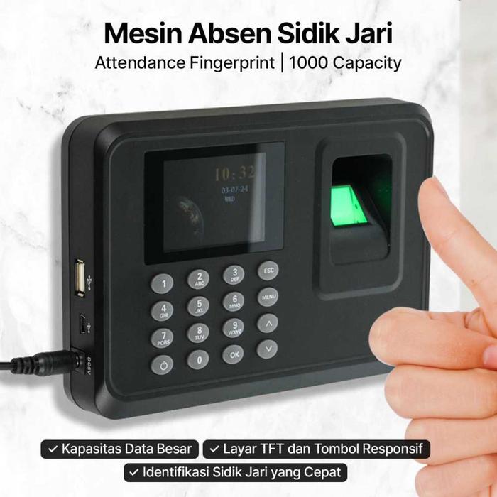 Mesin Absen Kantor Sidik Jari Daftar Hadir Fingerprint 1000 Capacity
