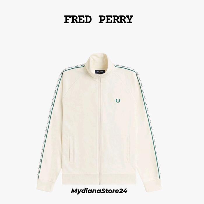 FRED PERRY - FRED PERRY CONSTRAST TAPED TRACK JACKET - ECRU