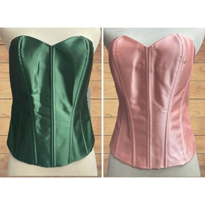 longtorso satin / bustier satin merah / atasan wanita tulang kekinian / kemben wanita / longtorso da