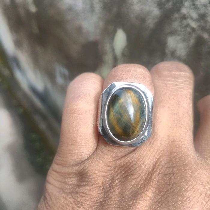 Batu bulu macan afrika nantural natu asli size 8 Cincin Akik Rings titanium