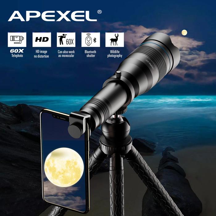 Hd 60X Telescope Telephoto Lens Miniselfie Tripod 60X Monocular Iphone_Xiaomi_Other Smartphone Trave