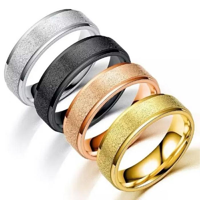 Cincin Titanium Pasir Polos 4mm 5mm 6mm Unisex - Rings Stainless