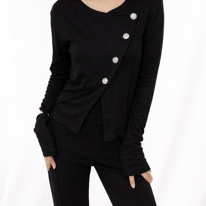 Swaggle.co | Zyra Asym Top | Blouse Hitam