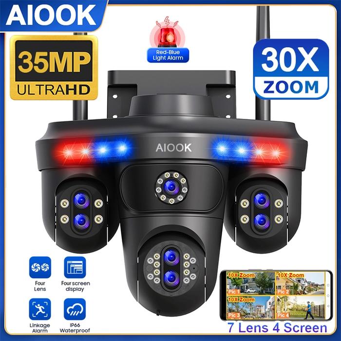AIOOK HD 35MP WIFI Camera 30X ZOOM IP CCTV Outdoor Waterproof Camera Multi-Lens Night Vision Two-Way
