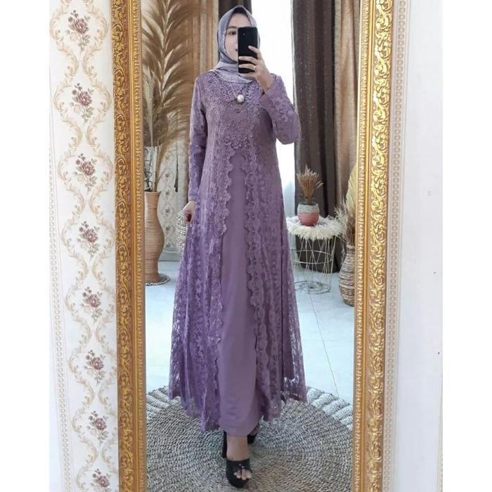 Favorit Gamis Modern(( Free Hijab ))Gamis Brukat-Hawa Dress Premium-Gamis Pesta-Kebaya Modern-Kebaya