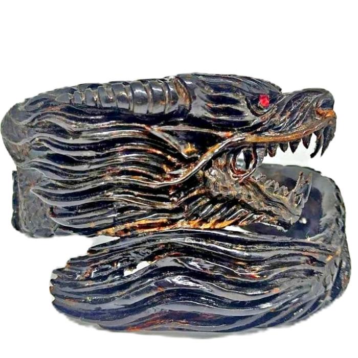 Gelang Akar Bahar Merah Ukir Naga Jumbo - Bracelets Pria, Bahan Asli Pilihan