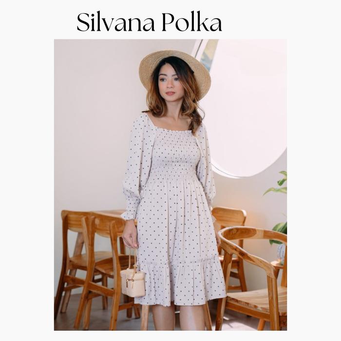 Isuka Big Size Dress Silvana Polka Dress Baju Casual Lembut Panjang Crinkle Wanita Tunik Simple Fit 