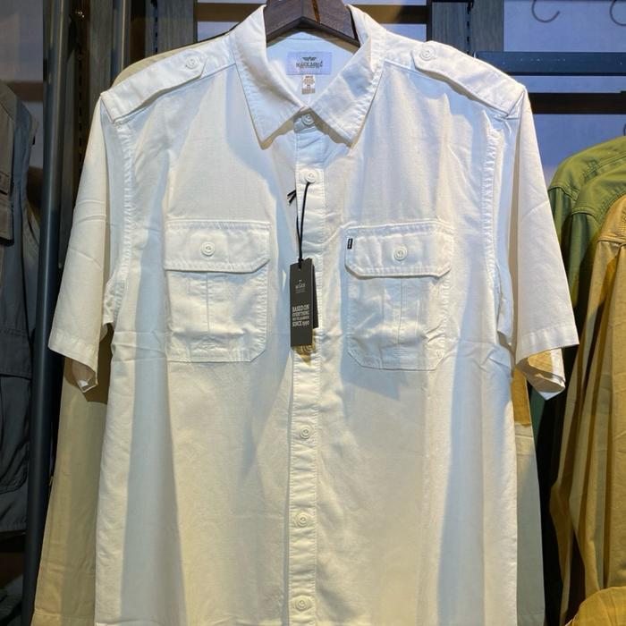 MGEE Kemeja Lengan Pendek Warna Putih Model Outdoor Bahan Katun Original MGEE Ranger CKRR 001 White