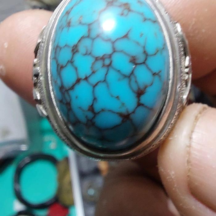 cincin batu pirus mesir ring perak handmade