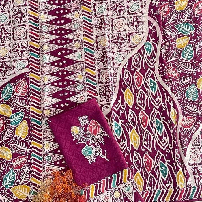 Kain batik cap doby stelan sarung selendang motif pulau ceplok colet trusmi cirebonan