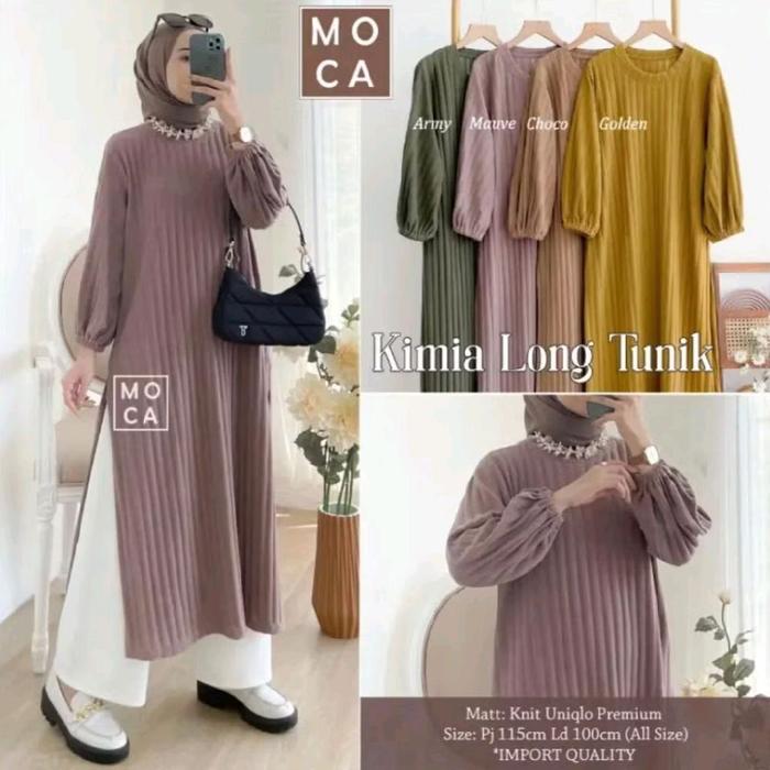MOCA Kimia Long Tunik Hornet - Baju Wanita Modern outfit lebaran