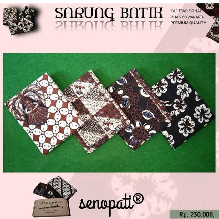 Sarung Batik Senopati Original Dewasa Motif Yogyakarta Hitam Katun Muslim Nyaman Santri Pria Songket