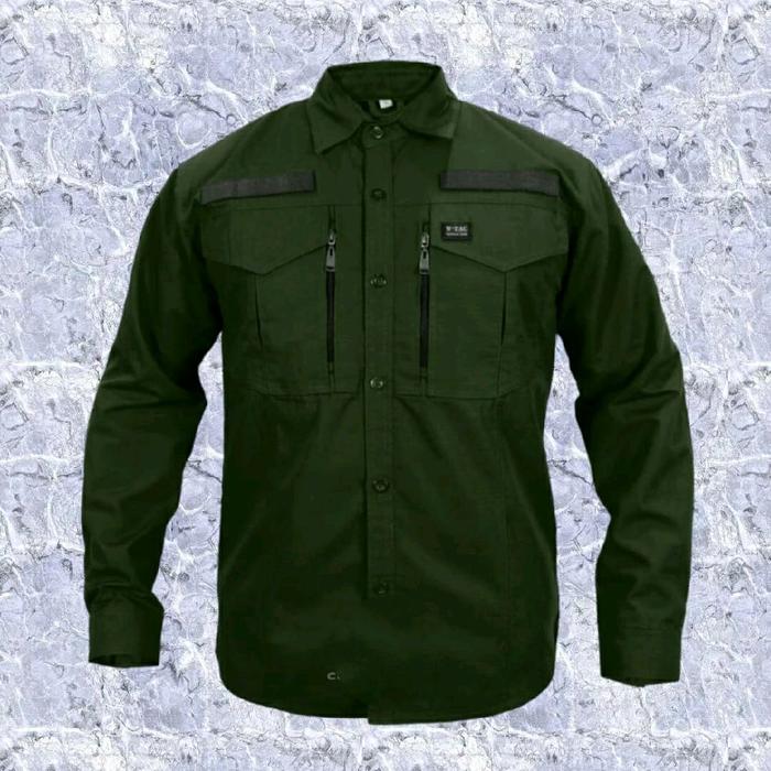 Baju kemeja Tactical 511 Pria Panjang hijau army orange merah Hitam Abu Cream Biru Putih