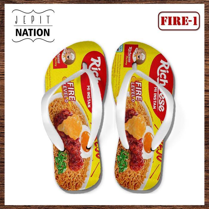 Ready Sandal Jepi Mie Richeese Fire, Jepitnation Sendal Jepit Laki Cowo Pria Cewe Wanita Perempuan D
