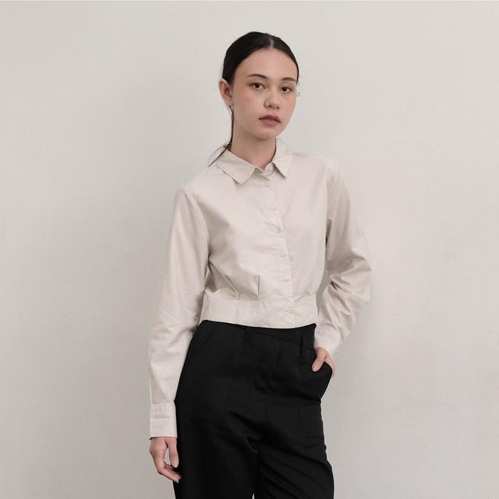 ELORAE Olivia Crop Shirt Cotton Modal | Kemeja Wanita Crop Casual Basic Top