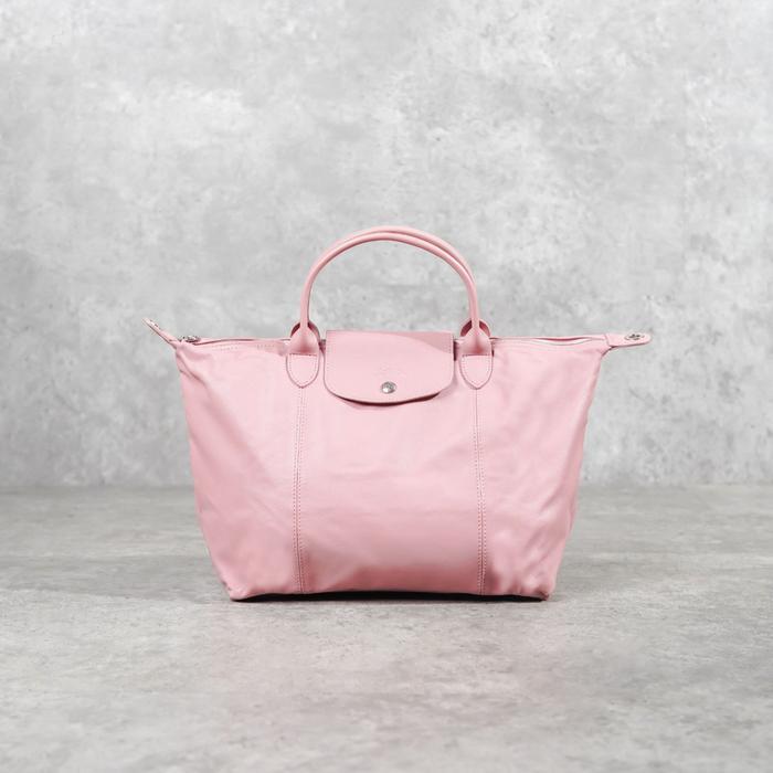 Tas LONGCHAMP LE PLIAGE CUIR LEATHER PINK SHOULDER BAG MEDIUM 100% ORIGINAL - 30X13X17CM Terbaru