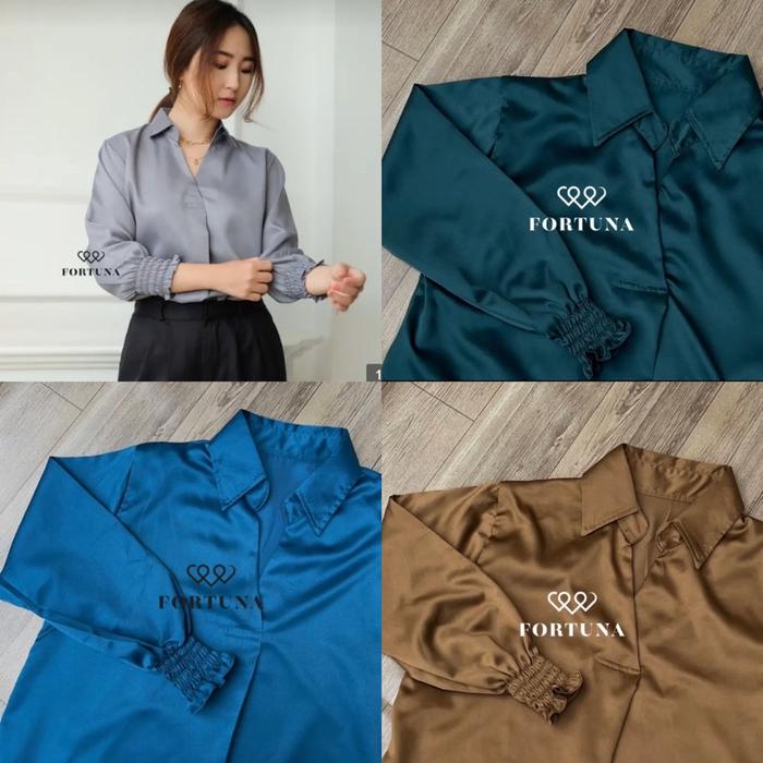 P»IN RUBY TOP SATIN BY FORTUNA ID BLOUSE KEMEJA SATIN K♥PR