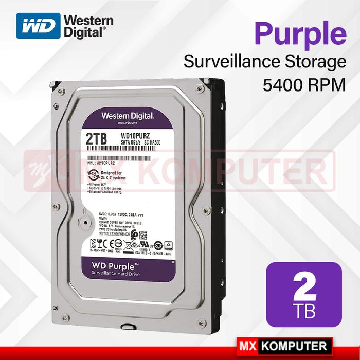 HDD WD Purple 2TB 3.5" Harddisk CCTV HD Internal