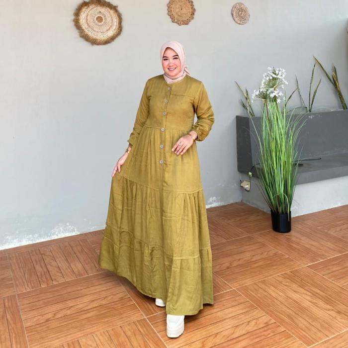 Gamis Amanda Zahra Canda Polos Rayon Twill Premium Busui (Free Pouch, Goodie Bag)