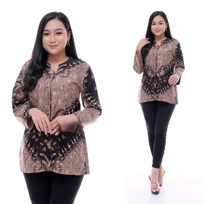 Baju Batik Couple Motif keris coklat  Seragam  Keluarga Sarimbit Pasangan Gamis Hem