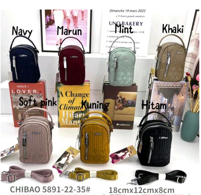 TAS WANITA SELEMPANG MINI POUCH HP CHIBAO 5891 MOTIF BUNGA Kanvas