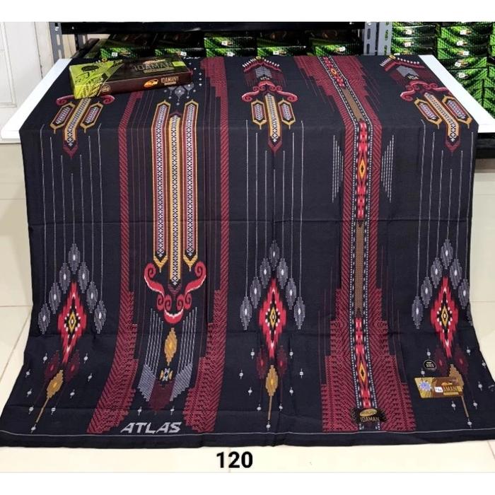 Sarung Atlas Idaman Kembang Harmoni 555 Motif BHS GSD SID JLI Hitam Sarung Pria dewasa Kain tenun ha