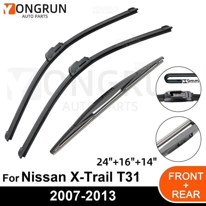 Car Windshield Windscreen Front Rear Wiper Blade Rubber Accessories Nissan_XTrail T31 241614 2007 20