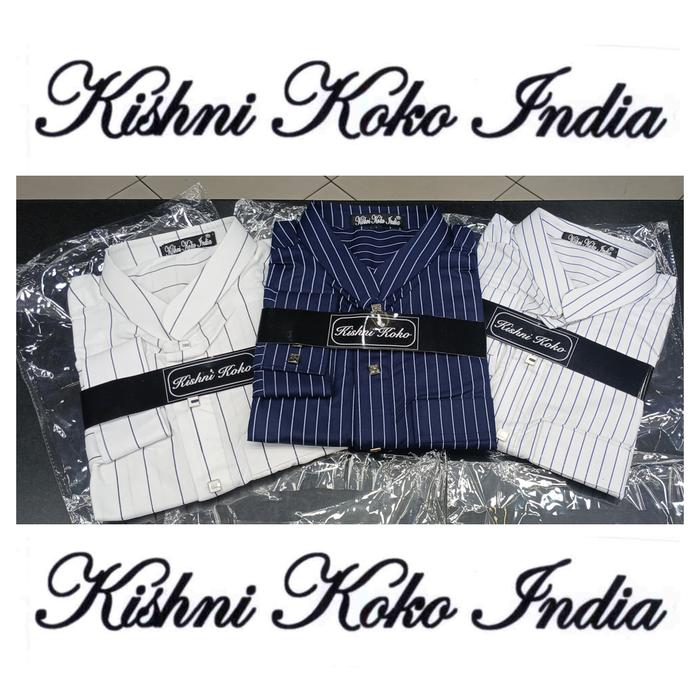 Kishni Koko India Manset Kancing Snap Exclusive Dengan Desain Garis Tahan dan Nyaman untuk Pria