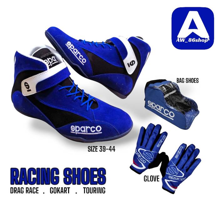SEPATU BALAP ROAD RACE SWALOM  TOURING GOKART BIRU BISA COD Karet Shoes sepatu motor sparco drag Bik